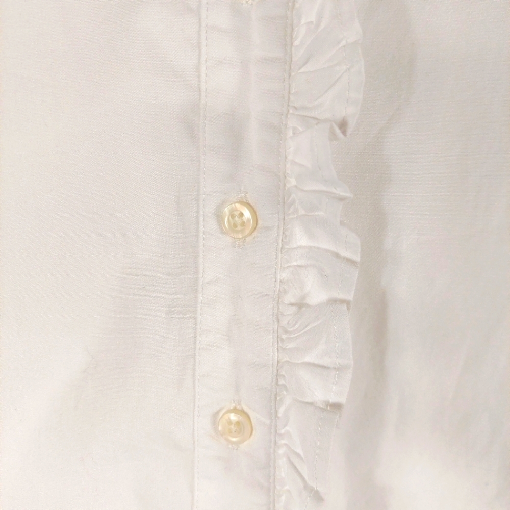 J. Crew White Ruffled Button-Down Blouse - image 5
